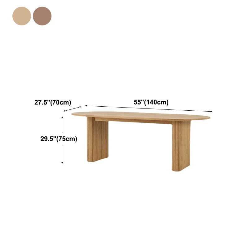 Modern Solid Wood Dining Table Oval Table with Double Pedestal