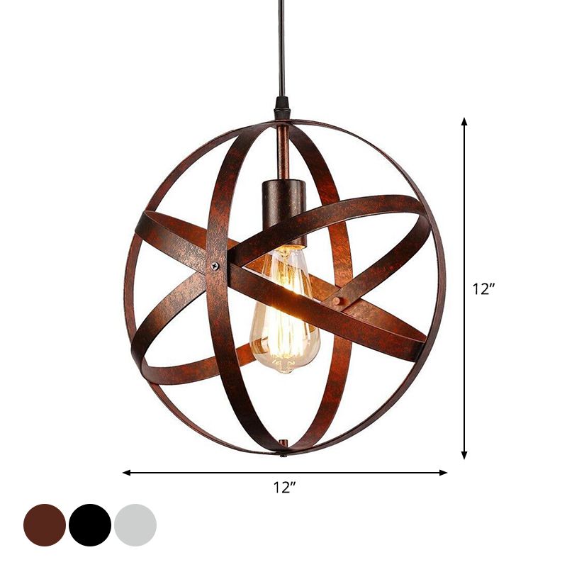 Metallic Interlocking Ring Pendant Lamp Industrial 1 Head Dining Room Down Lighting in Black/Rust/Silver