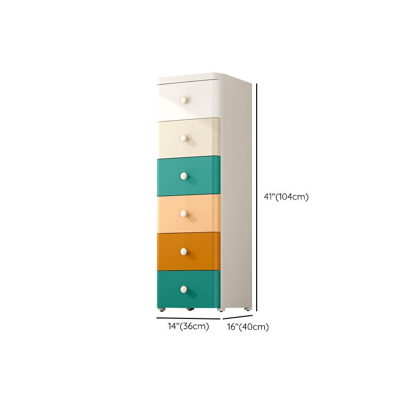 Modernism Plastic Nursery Dresser Vertical Kids Nightstand with 3/4/5/6/7 Drawers for Home