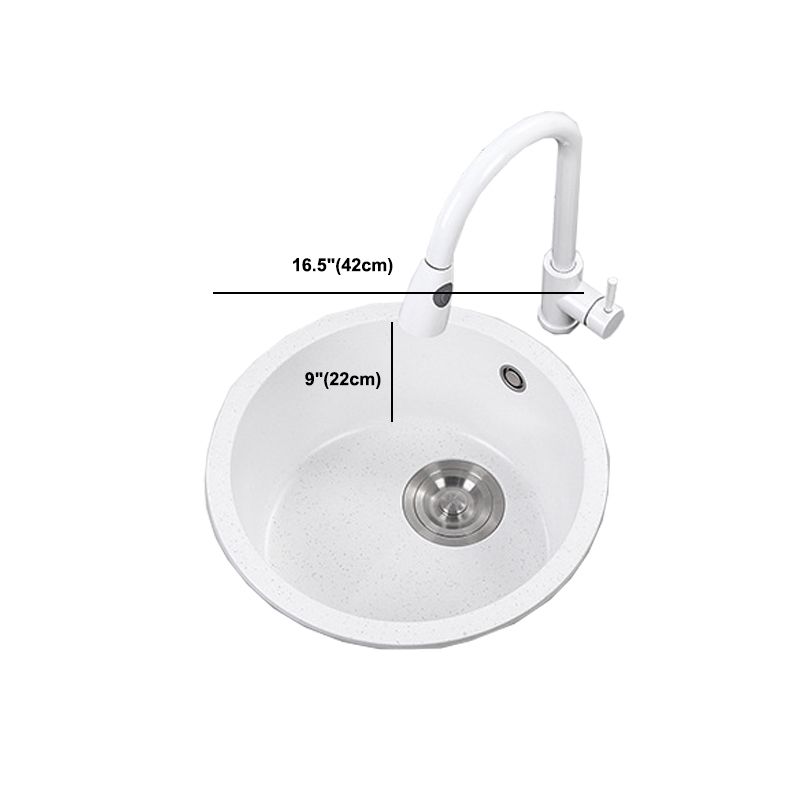 White 9" H Sink Single Bowl Drop-In Kitchen Sink with Soundproofing