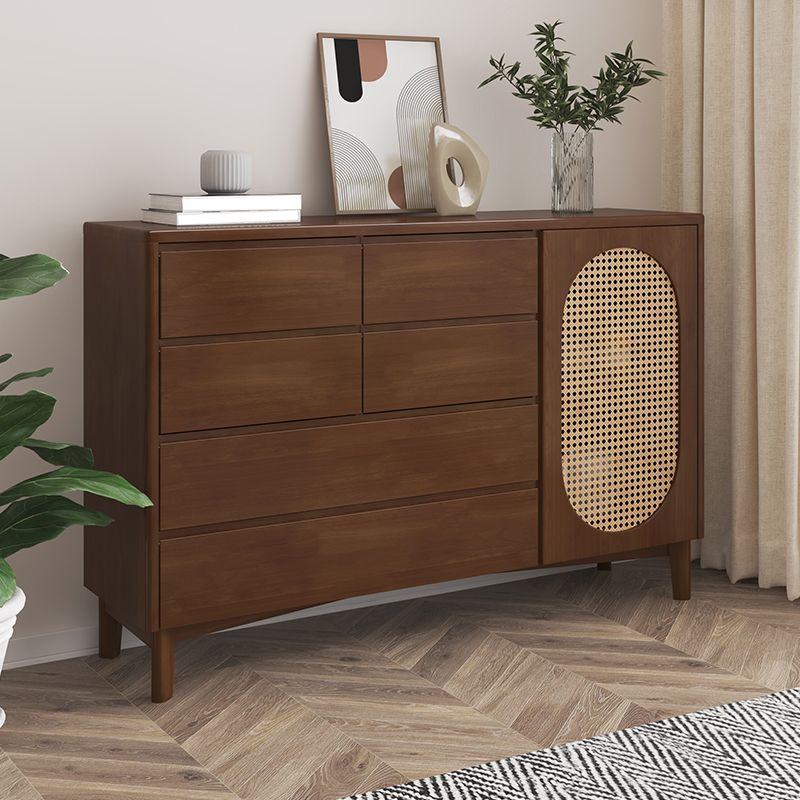 Contemporary Sideboard Cabinet Rubberwood Sideboard Table with Drawers for Living Room