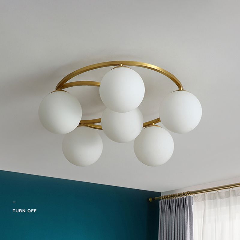 Spherical Glass Ceiling Mount Light Fixture Simple Style White Ceiling Mount Chandelier