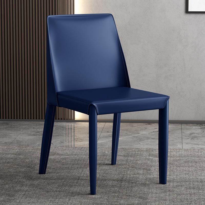 Modern Leather Dining Chair Parsons Furniture with Steel Legs in Matte Finish for Home