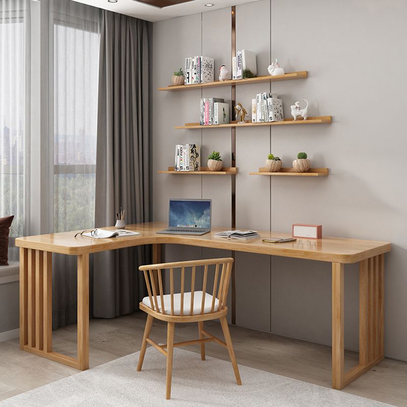 Modern Style Wooden Office Desk Natural L-shape Writing Desk for Home