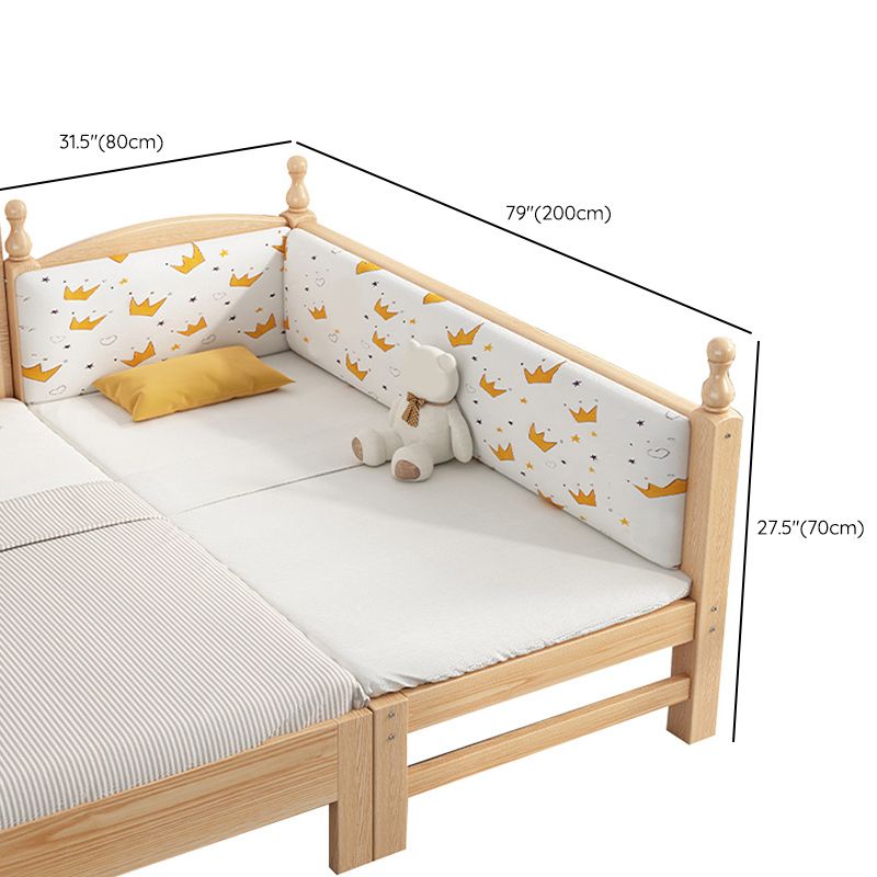 Solid Wood Kids Bed Gender Neutral Scandinavian No Theme Toddler Bed with Guardrail