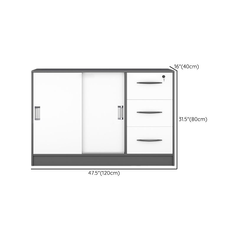 Modern Locking File Cabinet Wooden Contrast Panel File Cabinet for Home Office