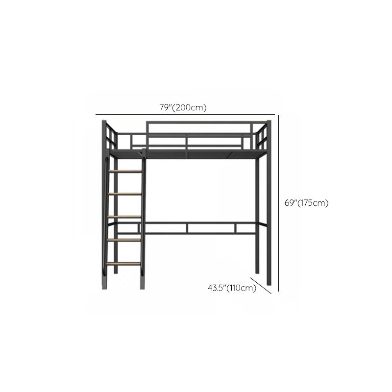 Modern Loft Bunk Bed Open Frame Metal Standard Bed with Wood Accent