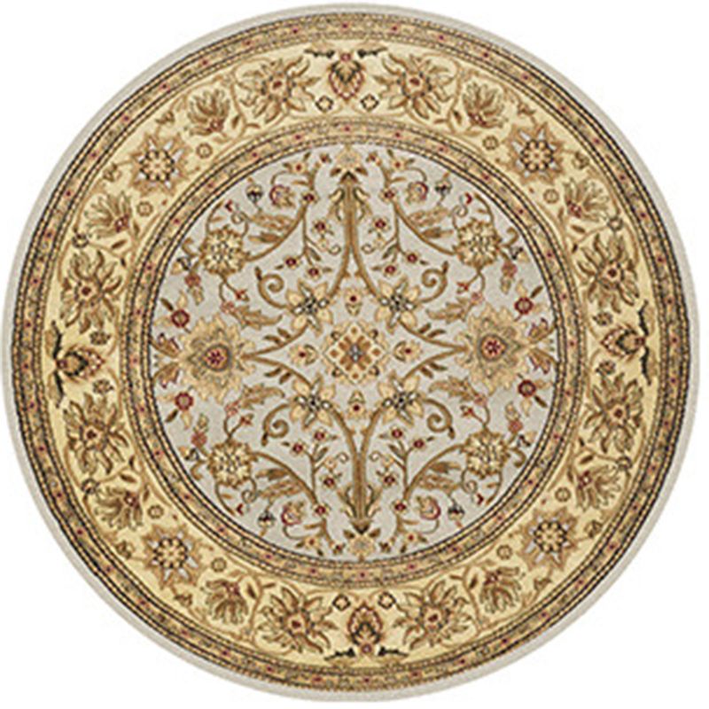 Symmetrical Floral Print Rug Moroccan Polyester Area Rug Anti-Slip Backing Carpet for Home Decor