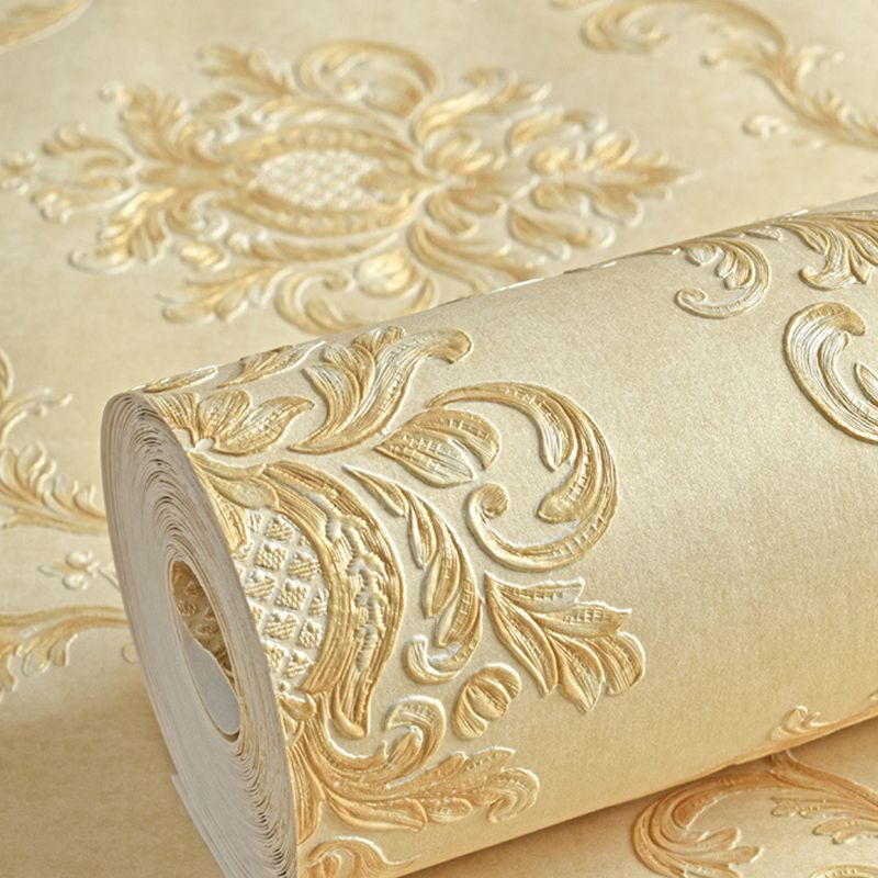 Moisture Resistant Jacquard Wallpaper Embroidered Retro Style Wall Covering for Home