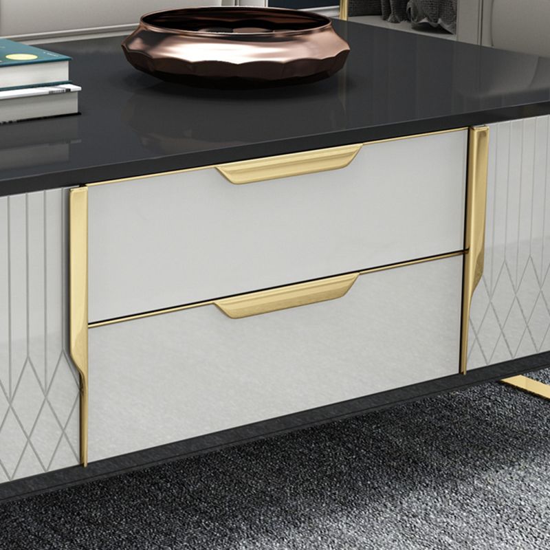 Glass TV Media Console Glam Media Console TV Stand with Drawers