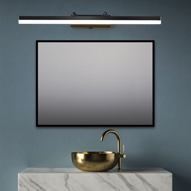 Lámpara de pared recta de metal Estilo nórdico Luz de espejo LED negro para el baño