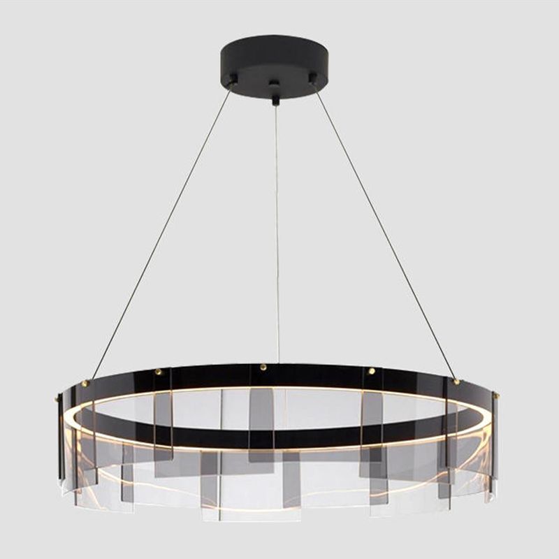 Modern Style Round Shade Hanging Light Glass Metal Pendant Light for Living Room