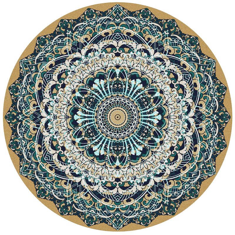 Couleur rond traditionnel tapis intérieur polyester marocain fleurie octogonale tapis de support sans glissement pour le salon