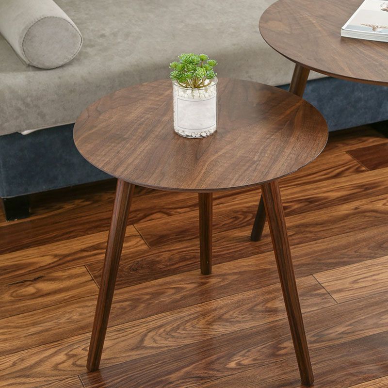 Modern 3 Legs Cocktail Table Round Wood Coffee Table - Brown