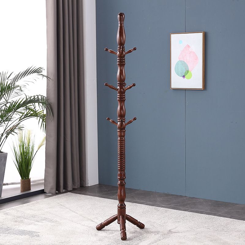 Modern Style Hall Tree, Wooden Brown Steady Hall Stand for Entryway