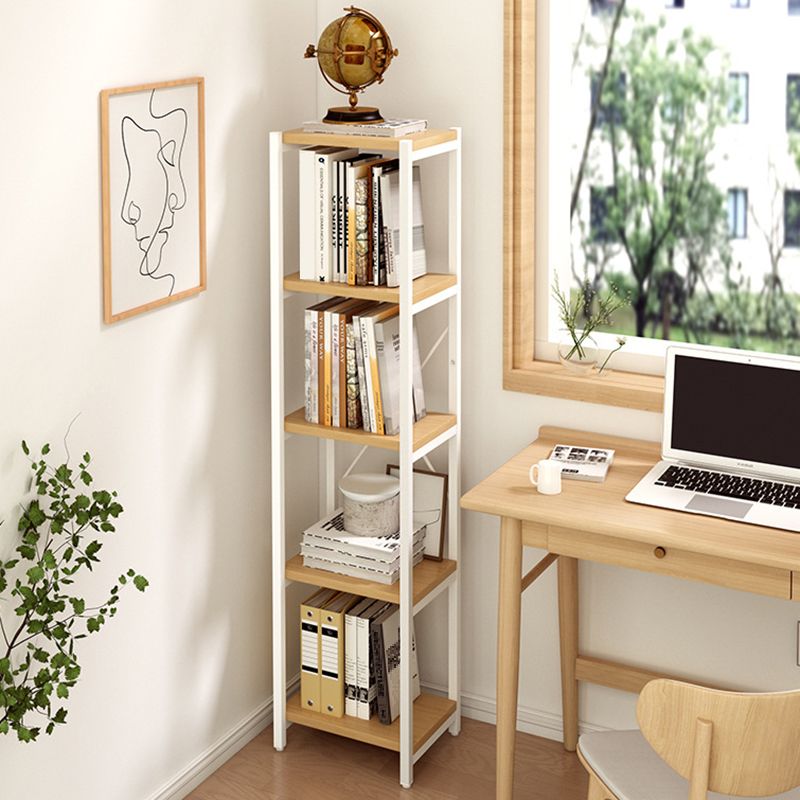 Contemporary Metal Open Bookcase Engineered Wood Shelf Bookcase for Study Room