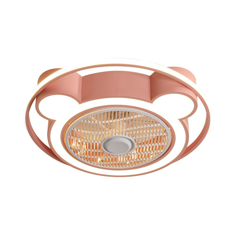 Modernisme ours tête pendante lampe à fans de 21,5 "de large LED à LED à LED semi-flustique Lumière montée en rose / bleu avec anneau