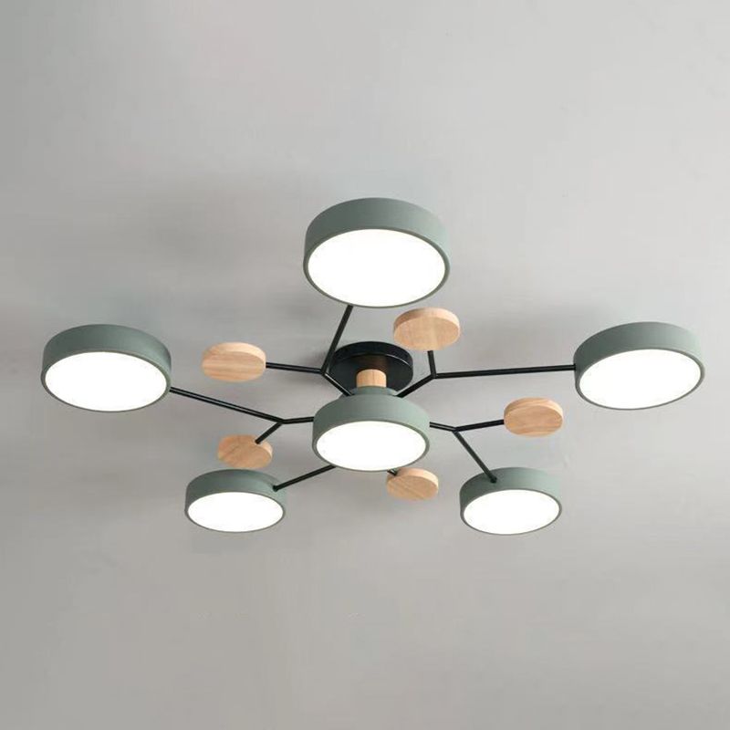 Nordic Style Ceiling Lighting Metal Semi Flush Mount for Living Room