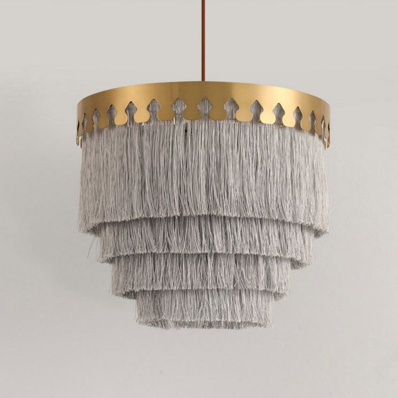 Gelaagde woonkamer ophanging Licht eenvoudige franje met één bulb gouden hanglamp met een hanger