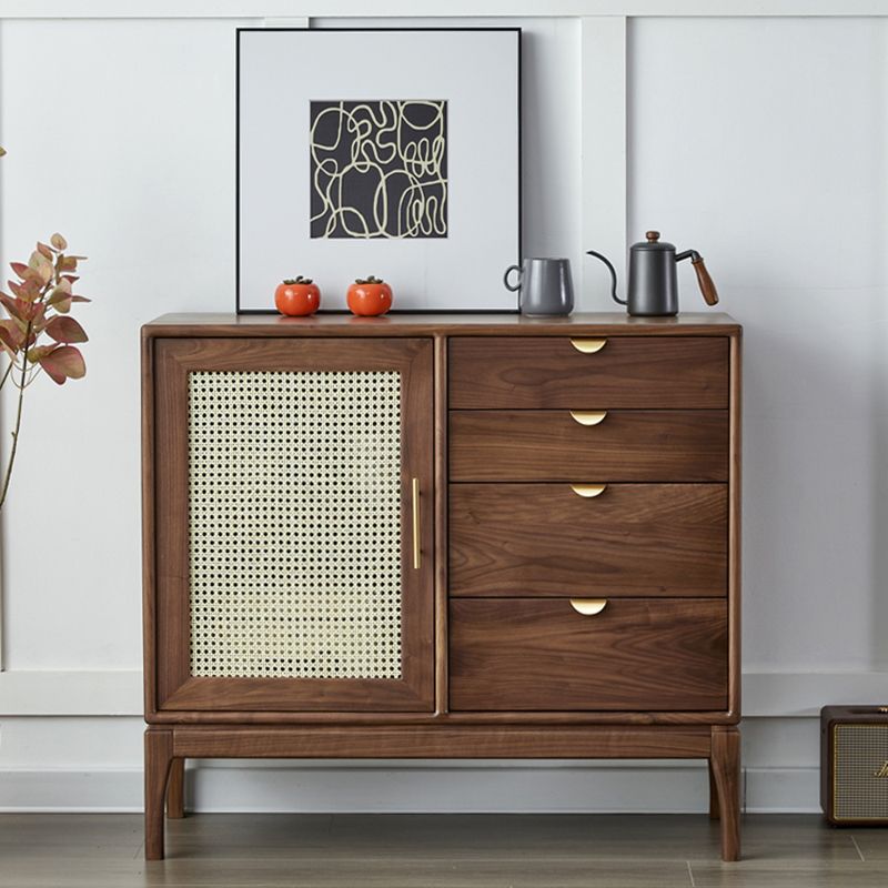 Contemporary Style Solid Wood Sideboard Cabinet with Cabinet and Drawers