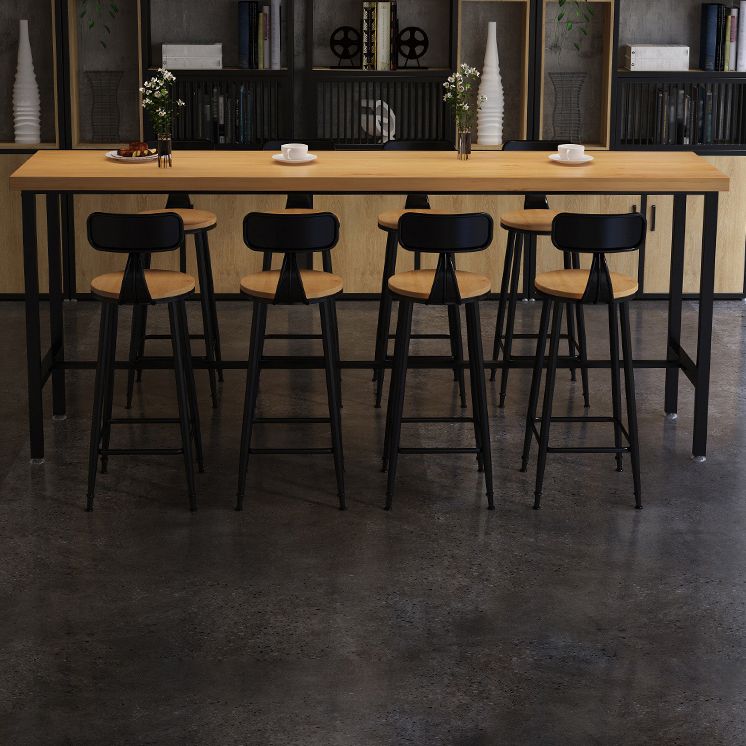 Solid Wood Bar Dining Table Industrial Bar Dining Table with Black Trestle Base