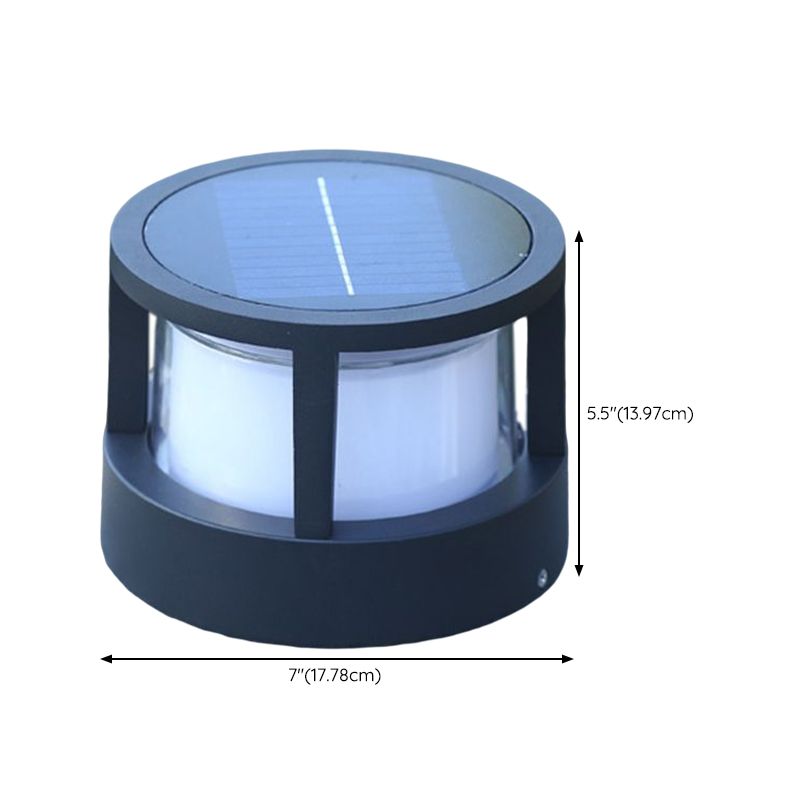 Modern Simple Metal Outdoor Light Geometry Shape Solar Energy Pillar Lamp for Outdoor