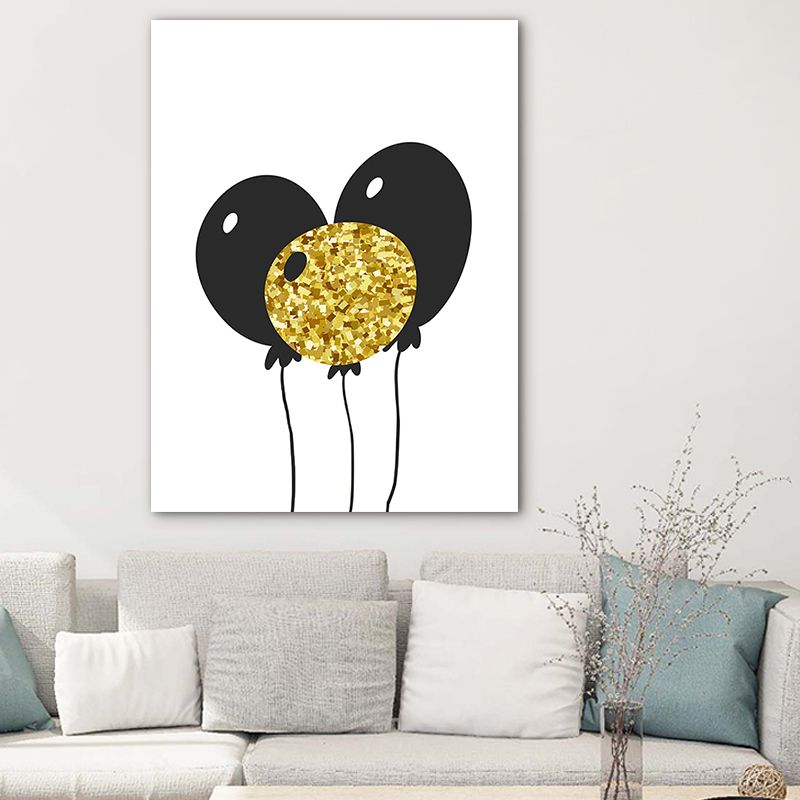 Textured Balloon Canvas Scandinavian Wall Art Print in Black for Kids Bedroom, Multiple Sizes