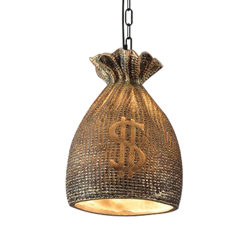 Geldtas eetkamer hangende lichtkit vintage stijl hars 1 lichte gouden hangers verlichting