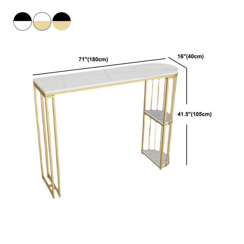 Glam Style Bar Table Stone Double pedestal Bar Dining Table with Storage