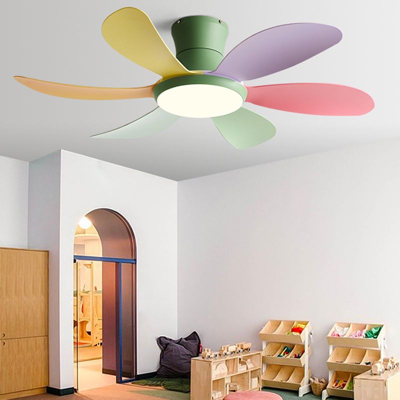 Metal Fan Shape Ceiling Fan Kid Style 1-Light Ceiling Mount Fans Fixtures