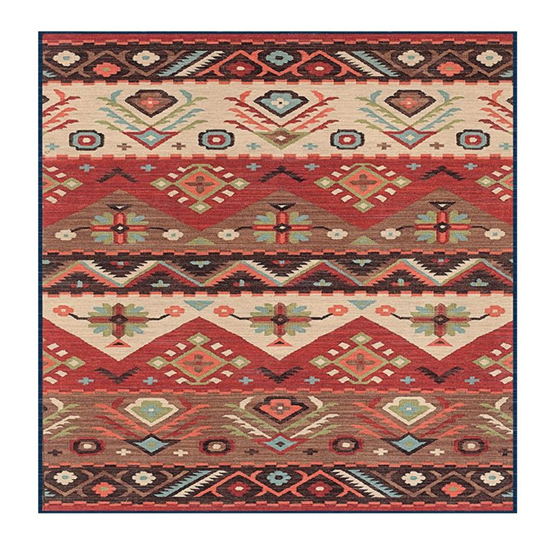 Multicolor Vintage Area Carpet Polyester Ethnic Pattern Indoor Rug Non-Slip Backing Carpet for Living Room