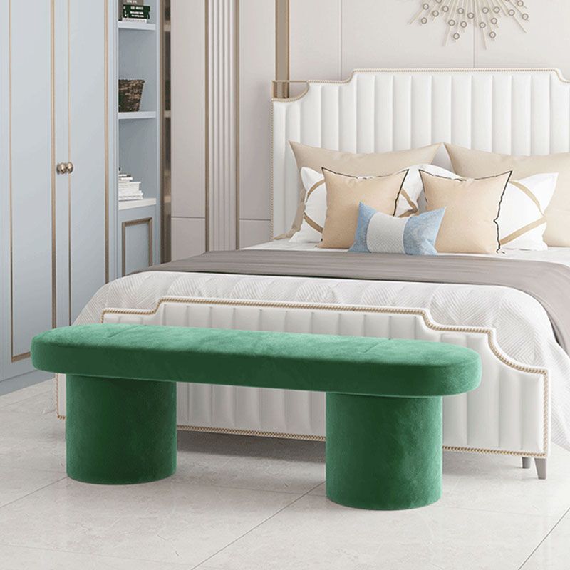 Contemporary Upholstered Bench Oval 17.7" Height Bedroom Bench with Legs