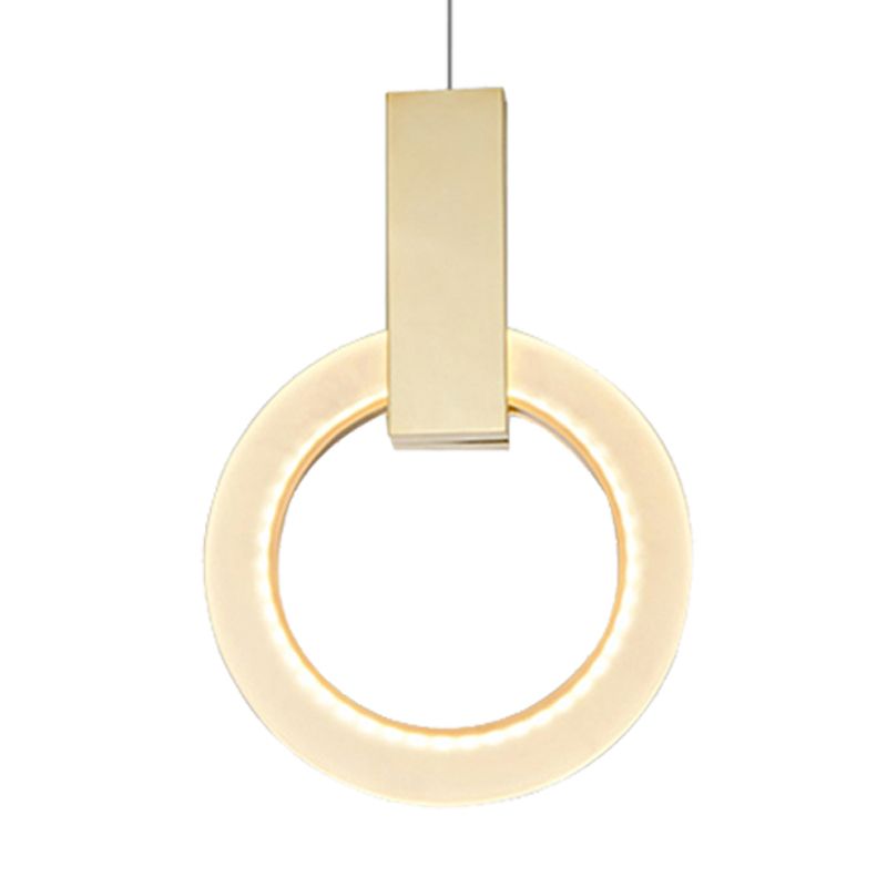 8"/12"/16" Dia Gold Ring Pendant Light Modern 1 Light Acrylic Ceiling Lighting Fixture