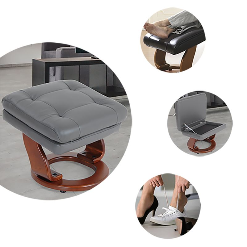 Modern Leather Standard Recliner Position Lock Recliner with Ottoman
