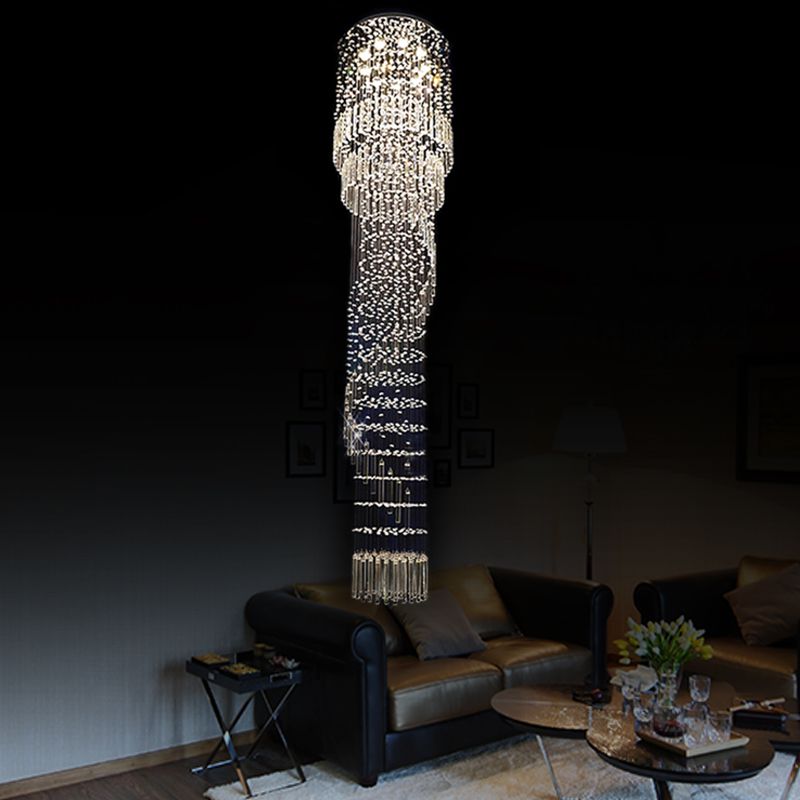 Gold 9 Heads LED Pendant Lighting Modernism Crystal Cascading Multiple Hanging Lamp