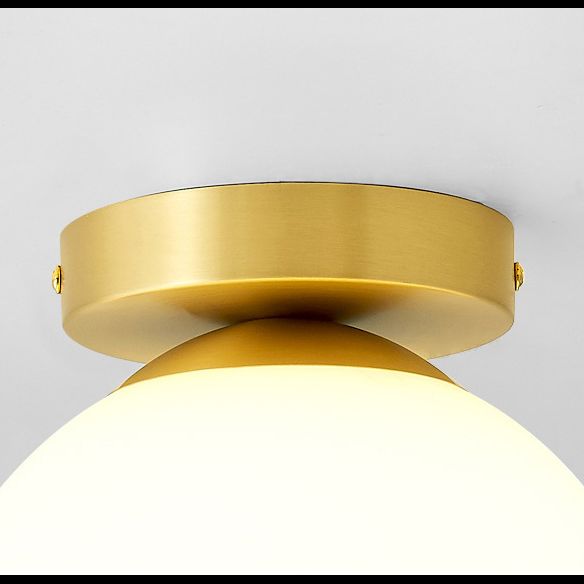 Aisle Flush Mount Lighting Simplistic White Flush Ceiling Light Fixture with Globe Glass Shade