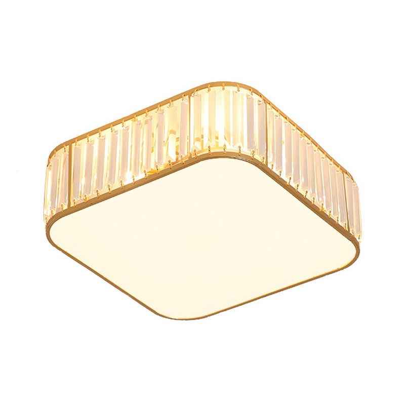 Contemporary Flush Light Fixture Crystal Flush Mount Ceiling Fixture in Gold