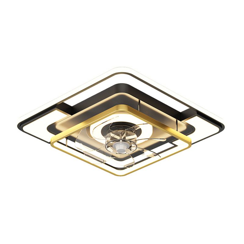 Geometric Interior LED Ceiling Fan Fixture Contemporary Black / Gold Fan Lighting