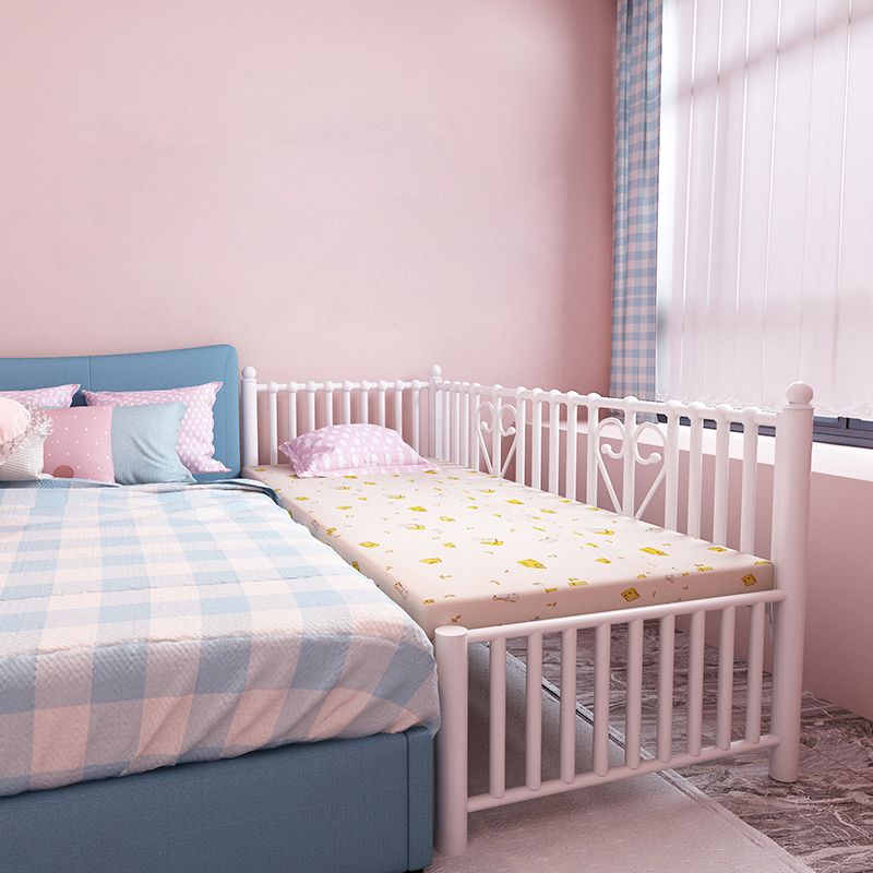 Metal Fixed Side Crib in White Mattress Included Crib with Guardrails