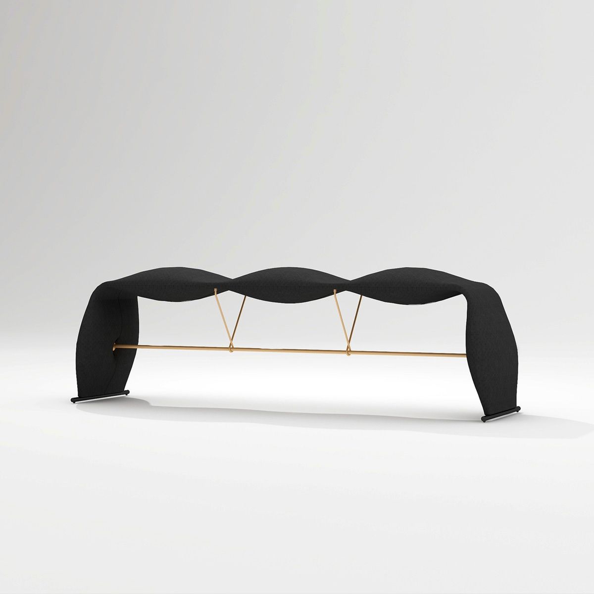 Glam Bedroom Bench Cushioned Backless Seating Bench with Metal Base