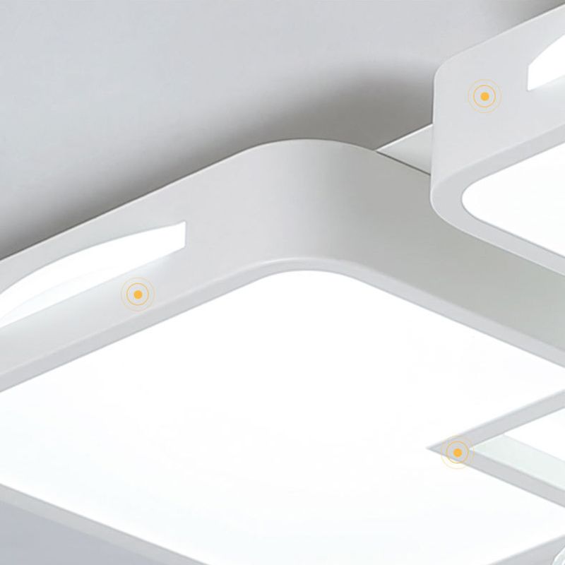 Plafón LED rectangular blanco, accesorio de techo acrílico moderno para sala de estar con bolas de cristal