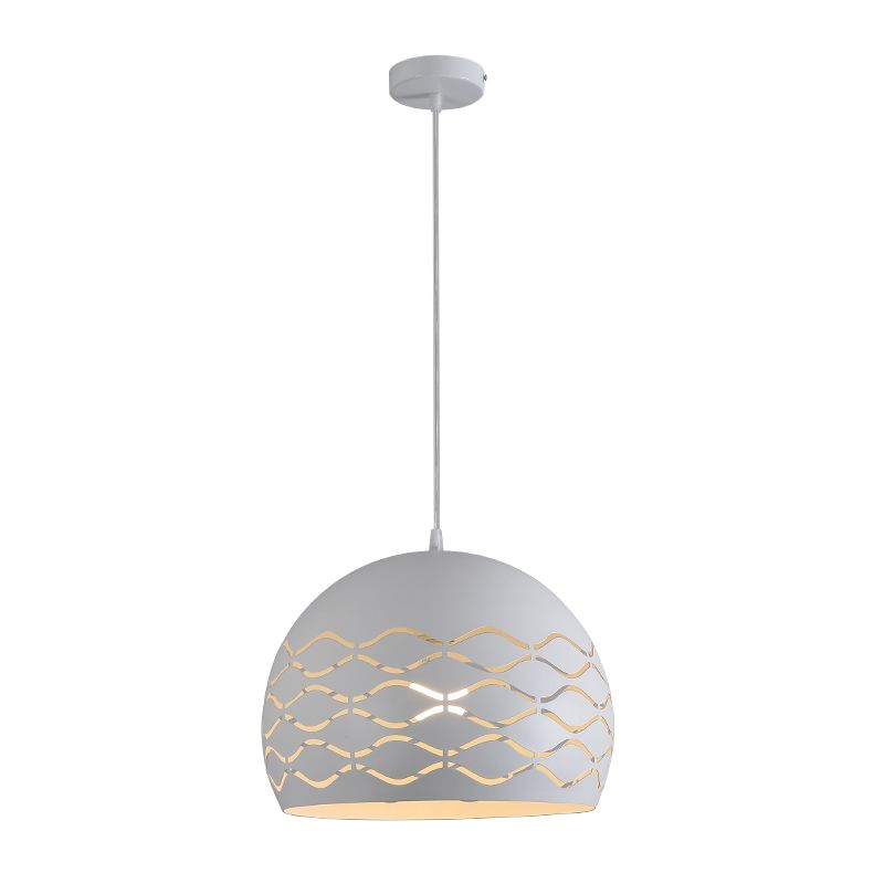 Metal Domed Shaped Pendant Ceiling Light Minimalist 1 Light Suspension Lamp in White