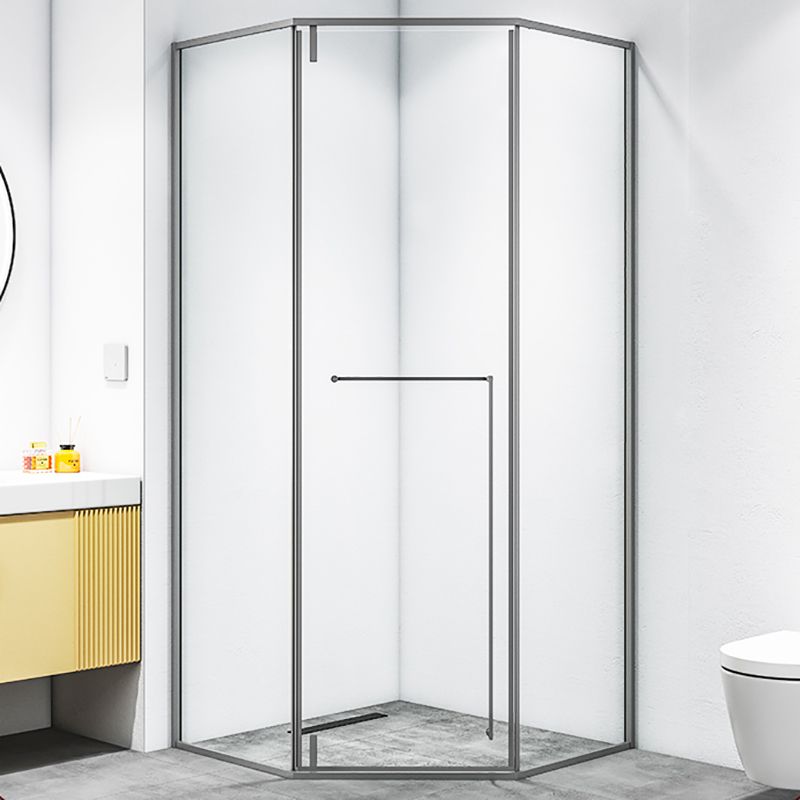 Black and Gray Shower Enclosure Neo-Angle Easy Clean Glass Shower Stall