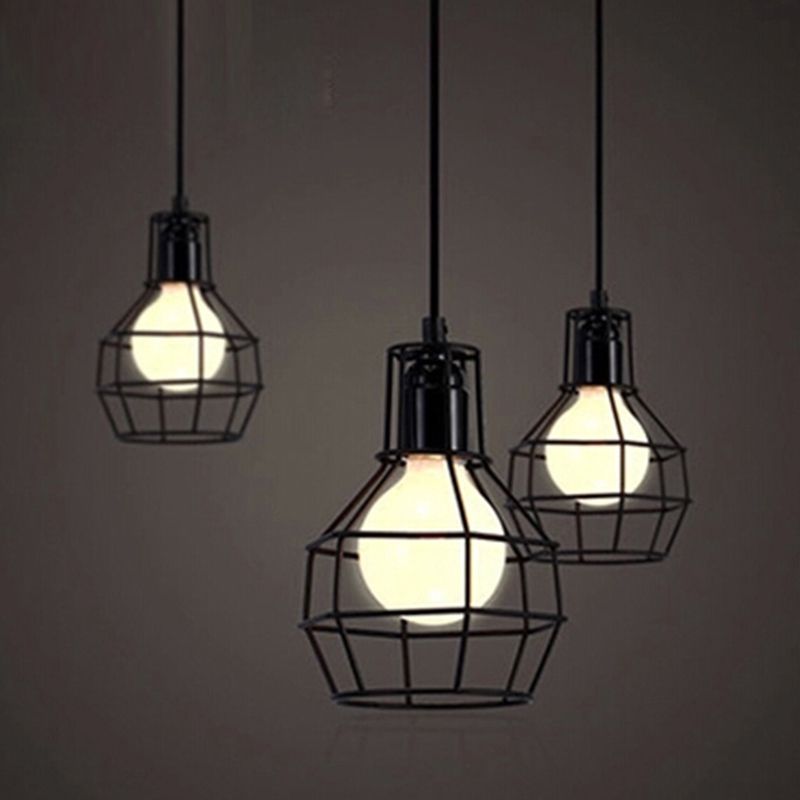 Lampada appendetta a gabbia nera a 1 illuminazione Black Cage Light Light per il corridoio