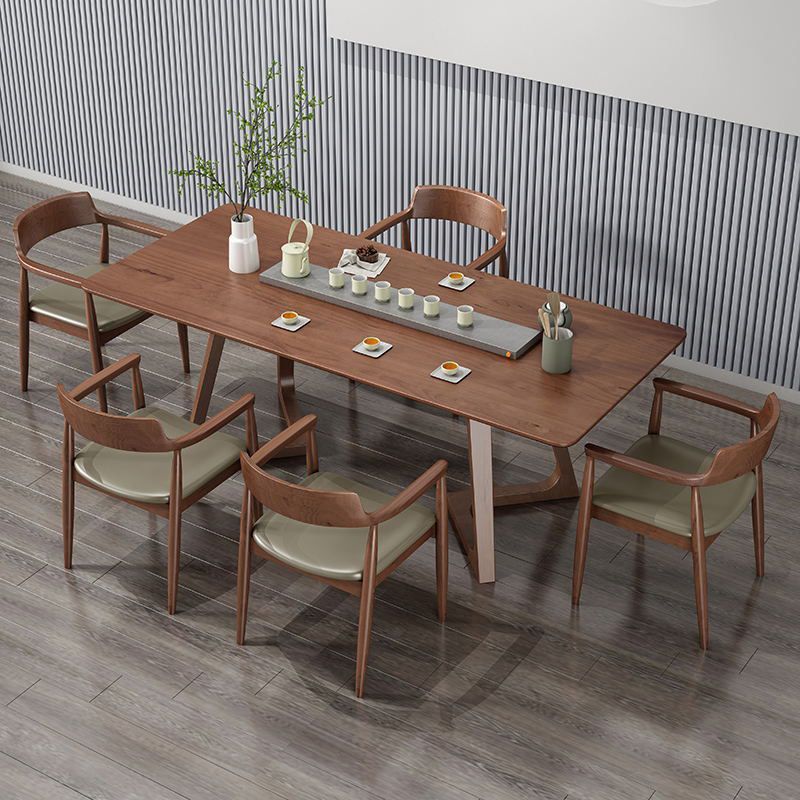 Brown Rubberwood Dining Set 1/4/5/6 Pieces Modern Dinette Set for Home