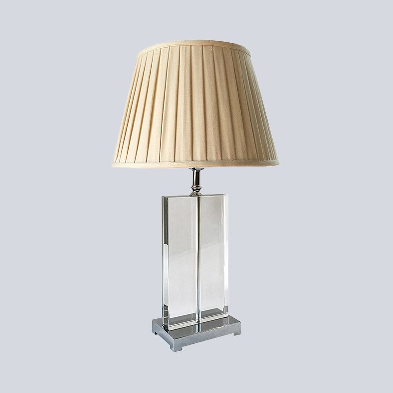 1 Lampa da comodino rettangolare a testa Light di lettura di cristalli con taglio a mano contemporanea in beige