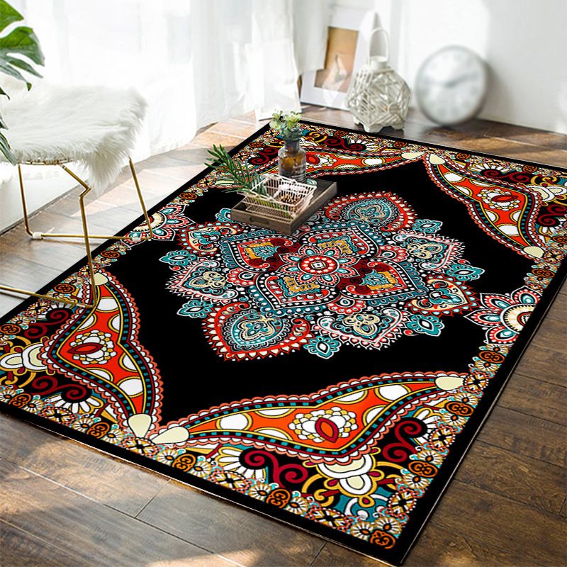 Moroccan Polyester Rug Multicolor Tribal Print Carpet Stain Resistant Indoor Rug for Home Decoration