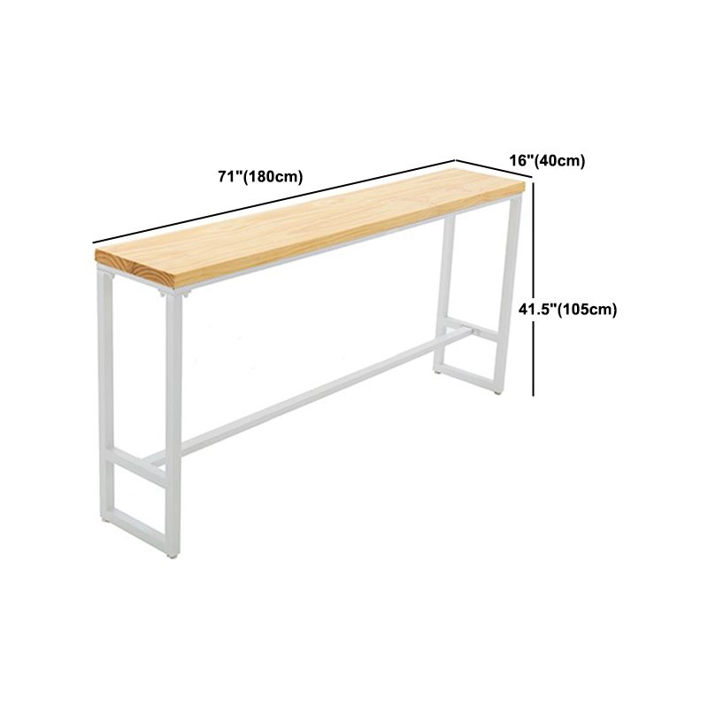 Rectangle Bar Dining Table Contemporary Bar Table with Trestle Base in White