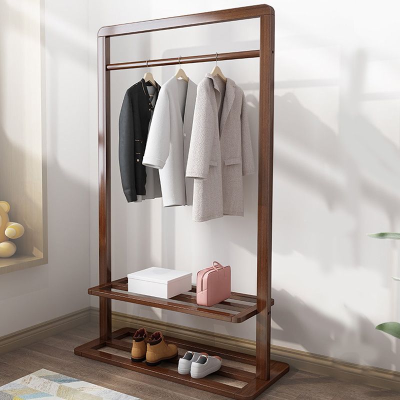 Contemporary Style Coat Hanger Shelves Design Solid Wood Coat Rack for Living Room