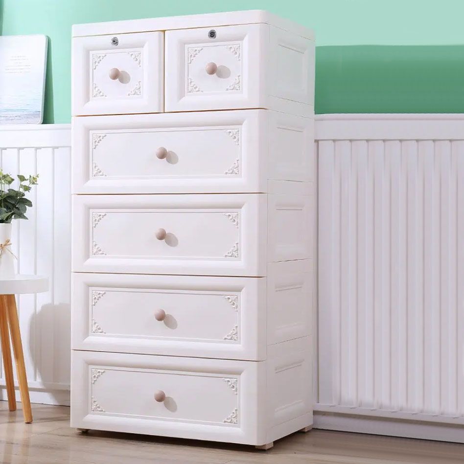 Contemporary Plastic Baby Dresser Vertical Kids Furniture with Drawers